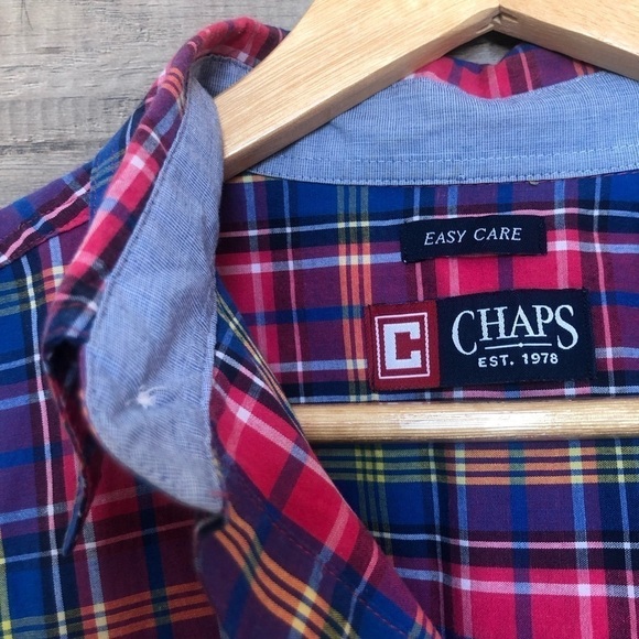 Chaps Easy Care Plaid Short Sleeved Button Down Shirt Small - Picture 8 of 9